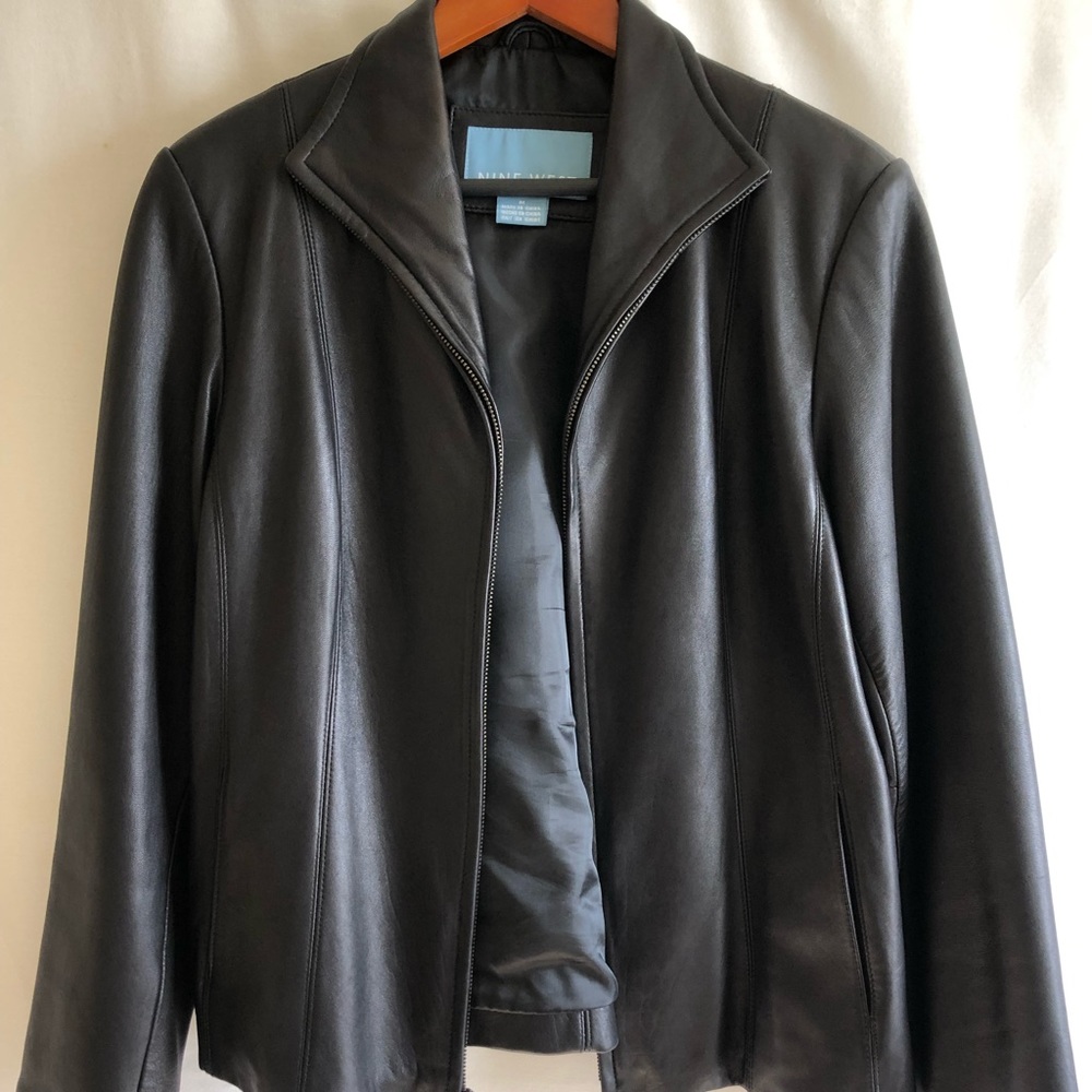 Nine West Black Leather Jacket - Size M